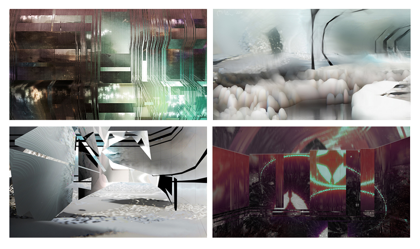 a 2x2 grid of phillip hanson's artwork